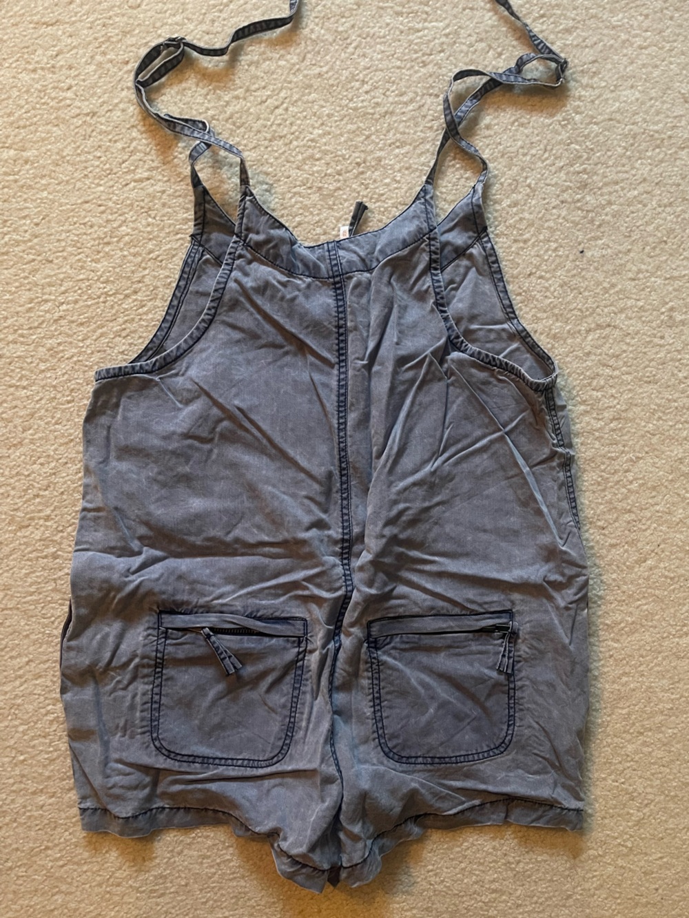 Free People Light Blue Washed Zip-Up Romper - Picture 2 of 3